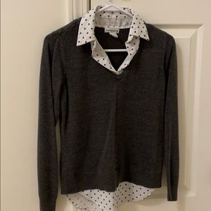 Croft & Barrow Sweater w/ Collar (Charcoal Grey)